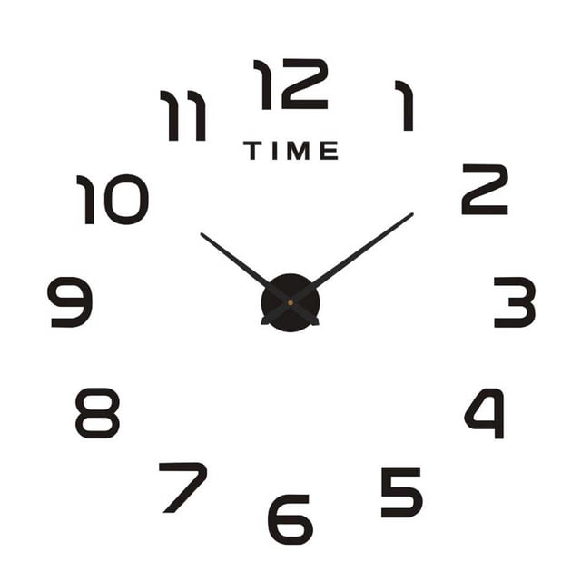 Reloj de pared Bewildely con espejo y pegatinas silenciosas sin marco Negro HA082527-02