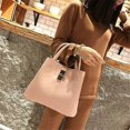thumbnail image 2 of Pink Simple PU Bucket Bag Ladies Tote Women's Bags, 2 of 3