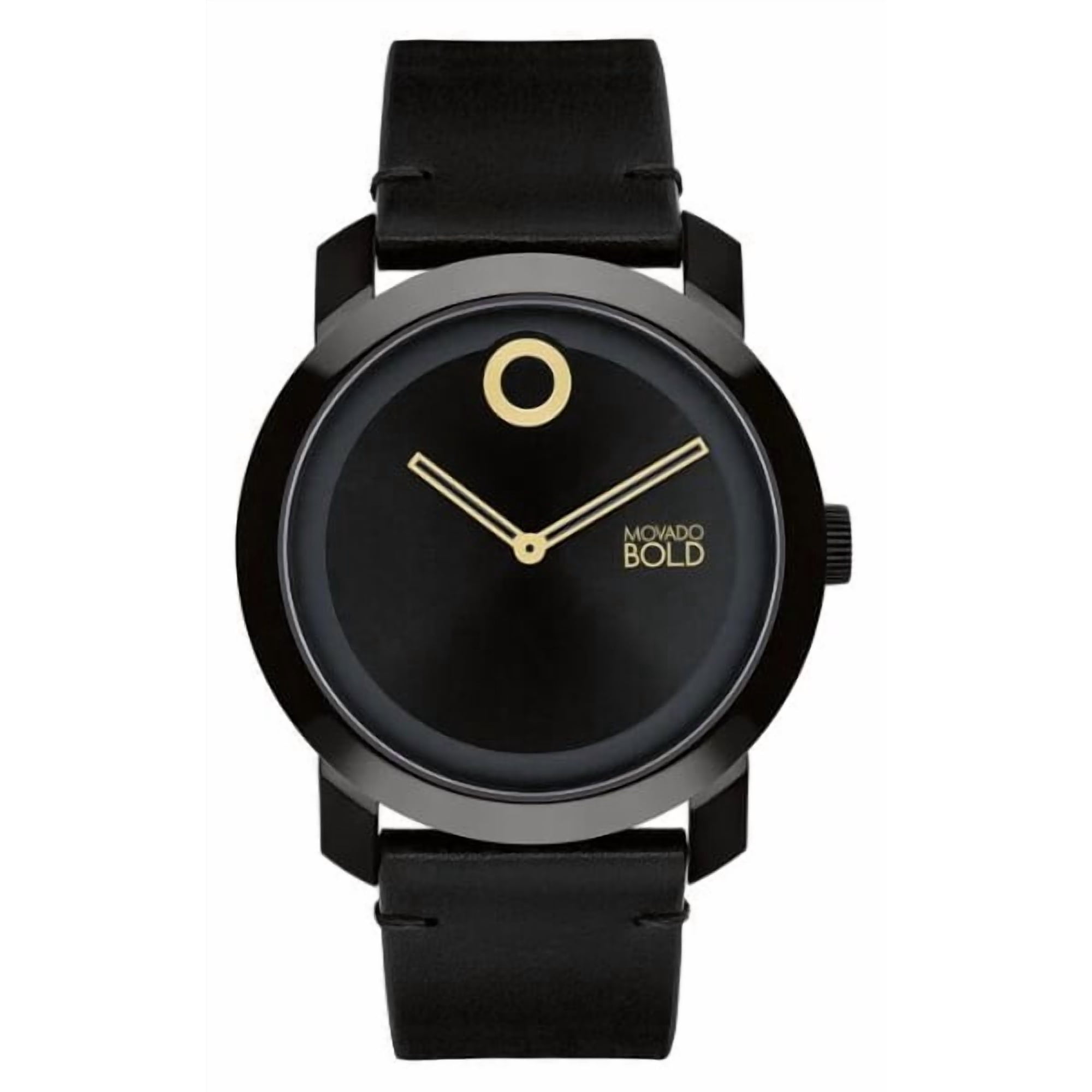Movado Bold 3601062 Trend Impulse Black Dial Black Leather Band Men's Watch