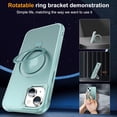 thumbnail image 2 of Compatible With iPhone 15 Plus Magnetic Case Wireless Charging Built-in 120° Rotate Ring Holder[Hidden Kickstand] Shock-absorbent Hard PC Lightweight Plain Translucency Phone Cover,Blue, 2 of 7