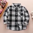 thumbnail image 2 of EnJoCho Plaid Shackets for Girls Boys Button Down Shirts Jackets Pockets Kids Flannel Shirts Spring Lapel Neck Blouse Top, 2 of 9