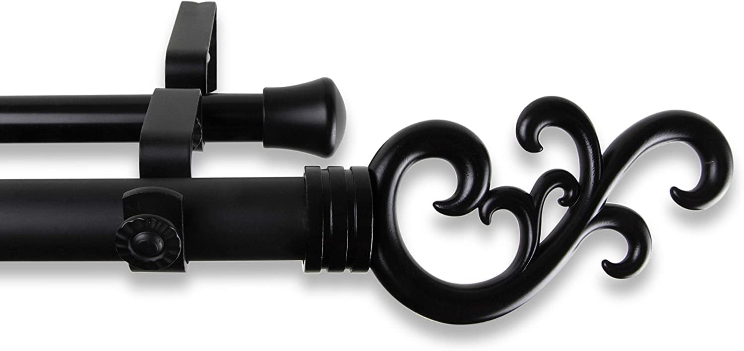 Naureen 1" dia. Double Curtain Rod 48-84 inches - Black