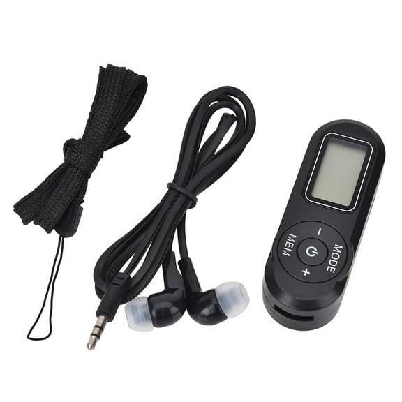 HRD-727 Portable Mini Radio Digital Display Receiver MP3 Player Style DSP With Headphones Lanyard