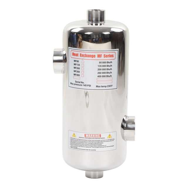 Pool Heat Exchanger, Heat Exchanger 230℉ Heat Cycling Stainless Steel For Hot Spring