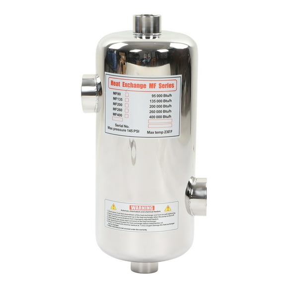 Pool Heat Exchanger, 230℉ Stainless Steel Light Weight Spa Heat Exchanger Constant Temperature for Snow Melting