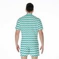 thumbnail image 2 of Teal And White Chevron Pattern Short Sleeve Men'S Rompers, Chevron Wave Casual Summer Jumpsuits Outfit, 2 of 4