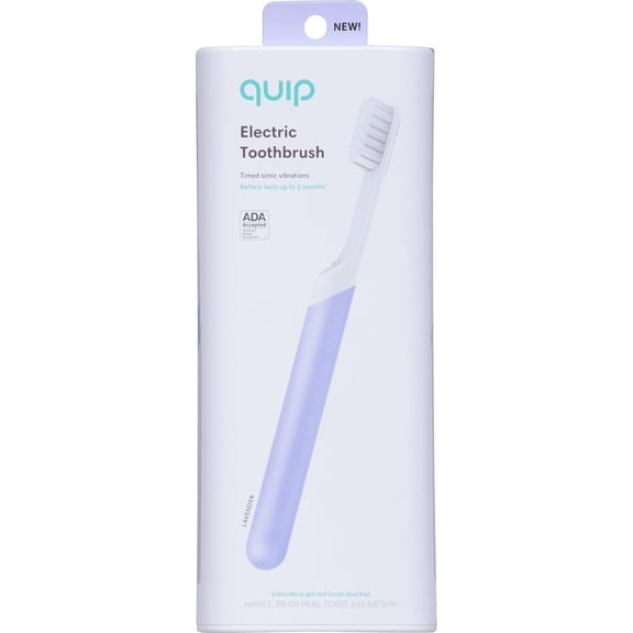 quip Plastic Electric Toothbrush with Timer & Travel Cover, Lavender, Soft Bristle