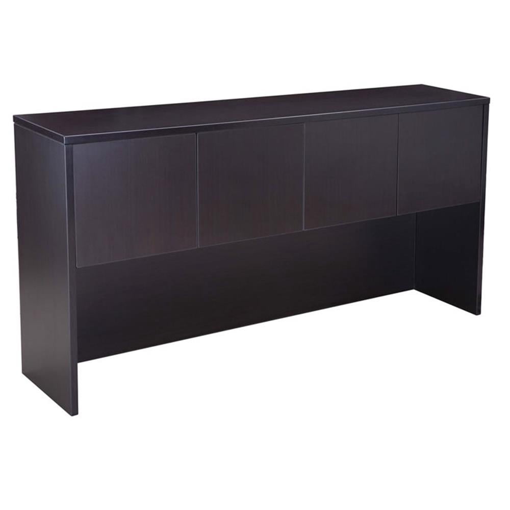 Boss Office Products Mocha 71 inch Executive Desk and Credenza with Dual File Storage Pedestal and Hutch