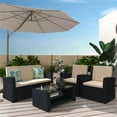 thumbnail image 2 of Cloud Mountain 4-Pc Patio Outdoor Furniture in Black Wicker and Khaki Cushions, 2 of 9