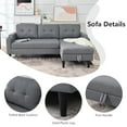 thumbnail image 3 of Lecut L Shaped Sofa Couch with Pull Out Bed Sleeper Sofa Sectional for Living Room Comfy Linen Fabric Tufted Pull Out Couch with Storage Chaise Cup Holders 75" Grey, 3 of 9