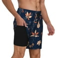 thumbnail image 4 of Xecao Autumn Leaves With Blue for Men's Swimming Trunks Swim Trunks Quick Dry Swim Shorts with Mesh Lining Funny Swimwear Bathing Suits, 4 of 9