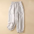 thumbnail image 2 of Glisme Casual Pants For Women Harem Pants Cropped Trousers With Elastic Waist And Side Pockets Comfortable Loose Fit Relaxed Ankle Pants For Everyday Wear Light Gray Trousers Regular Fit, 2 of 3
