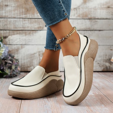 

Women‘s Thick Soled Loafers Pu Leather Walking Shoes Running Sneakers