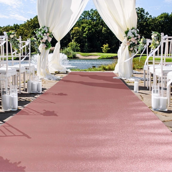 Efavormart 3ft X 50ft Glitter Wedding Aisle Runner, Non-woven Carpet Runners - Blush - Rose Gold - Perfect for Wedding Ceremony, Party, Event, Bridal Shower, Banquet, and Restaurant Decorations