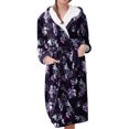 thumbnail image 1 of Women's Fleece Plush Robe Long Warm Plush Bathrobe Loungewear Jacket Printed Comfort Robe, 1 of 5