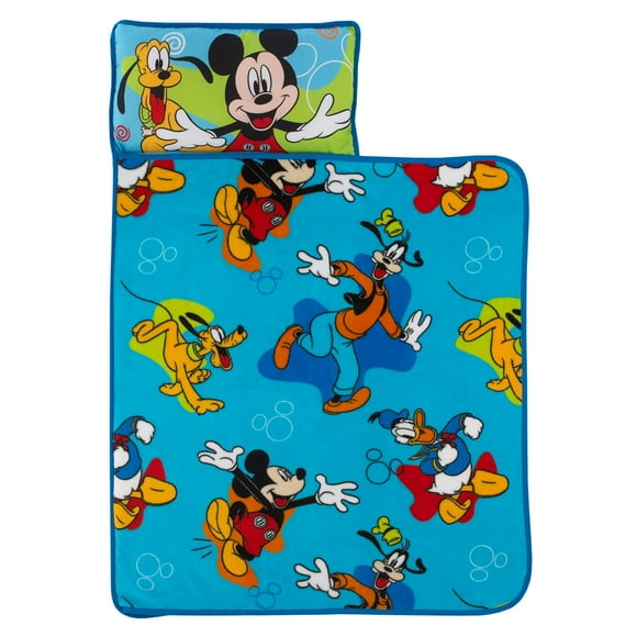 Alfombrilla de siesta para niños pequeños con Mickey Mouse de Disney, azul, roja y verde