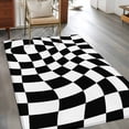 thumbnail image 2 of Area Rug 4'x6', Black and White Checkered Non-slip Runner Rug Carpet for Bedside, Modern Irregular Geometric Washable Outdoor Indoor Area Rugs Mat for Entryway/Living Room/Bedroom/Kitchen/Office, 2 of 9