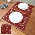 thumbnail image 4 of Christmas Placemats Set of 4 Christmas Snowflakes On Dark Red Table Mats for Dining Tables Burlap Sided Xmas ration, 4 of 7