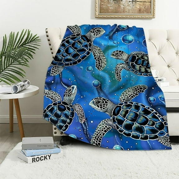 PRATYUS  Sea Turtle Blanket for Bed,Sea Turtle Throw Blanket for Women, Men & Kids Super Soft Plush Sea Turtle Blanket Throw Blanket 40x50in