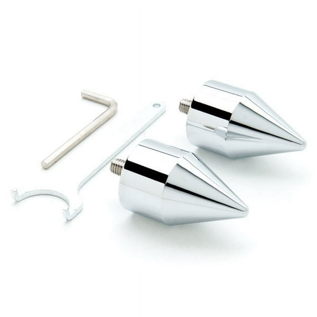 Krator Silver Spike Bar Ends Hand Grip Handlebar End Caps Compatible with 1994-2003 Kawasaki ZX9/ZX9R
