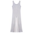 thumbnail image 4 of YONGHS Kids Girls Dance Jumpsuit Glitter Metallic Bell Bottomed Bodysuit Tank Long Unitard Silver 13-14, 4 of 7