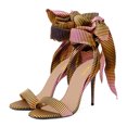 thumbnail image 2 of XYD Women Elegant Open Toe Ribbon Sandals Lace Up Stiletto High Heels Evening Club Dress Shoes Size 15 Multi Stripes, 2 of 4