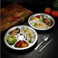 thumbnail image 5 of Stainless Steel Round Serving Tray Divided Food Dinner Plates Canteen Lunch Dishes Container Home Dinnerware, 5 of 9