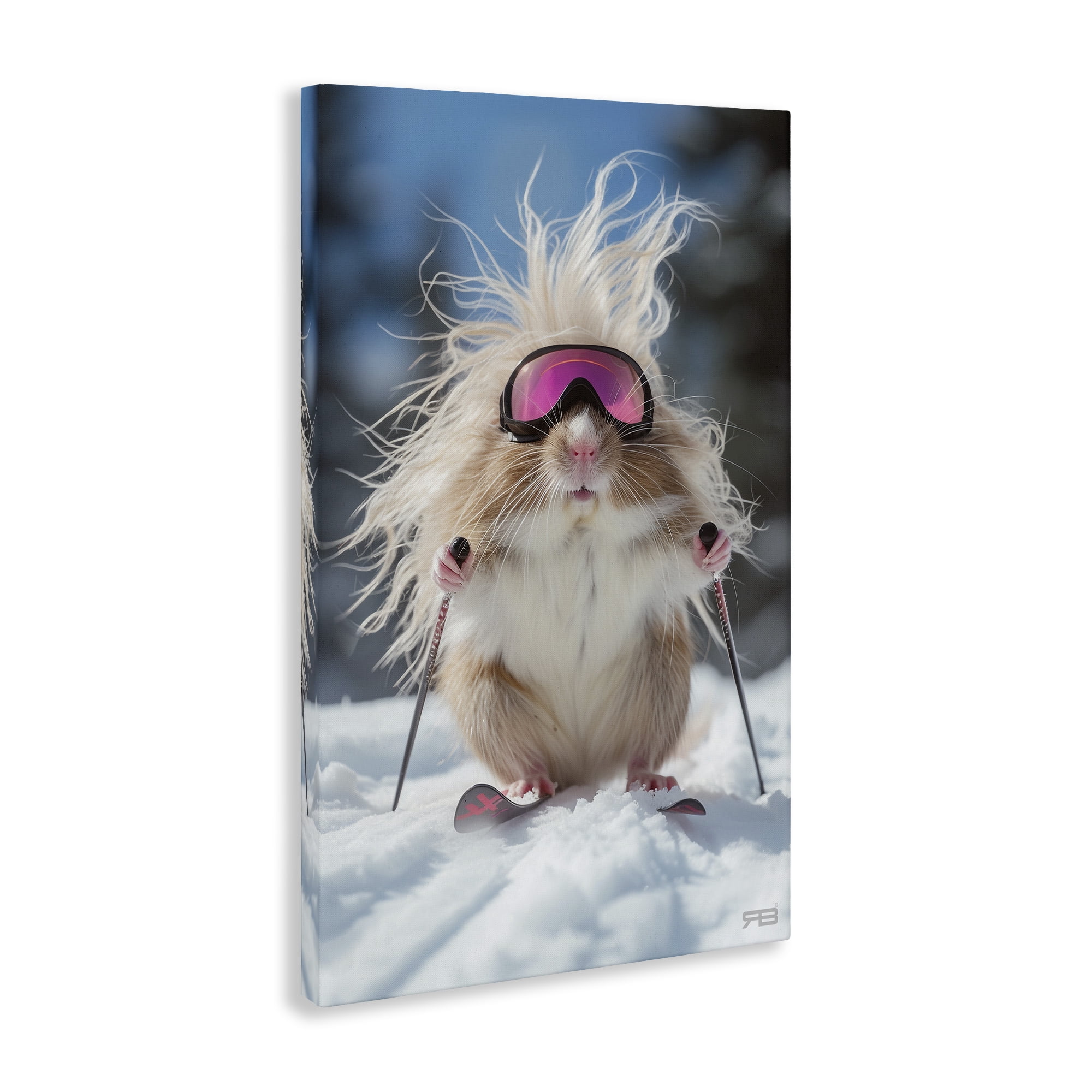 Stupell Industries Skiing Guinea Pig Animals & Insects Painting Gallery Wrapped Canvas Art Print Wall Art, 20 x 30
