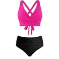 thumbnail image 3 of HAIJIE Tankini Women's Swimsuits 2 Piece Sheer Mesh Swimsuit Dress Womens 2 Piece Swimsuits for Women Beach Towel Wrap Skirt (Hot Pink,M), 3 of 4