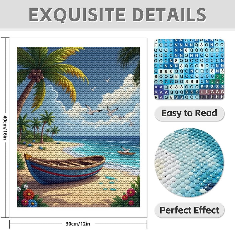 Diamond Art Kit for Adults, Cartoon Summer Beach Print No.93