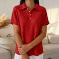 thumbnail image 3 of cocolona Summer Collar Shirts for Women Lapel Short Sleeve Button Tops Dressy Casual Basic Loose Solid Color Blouses, 3 of 5