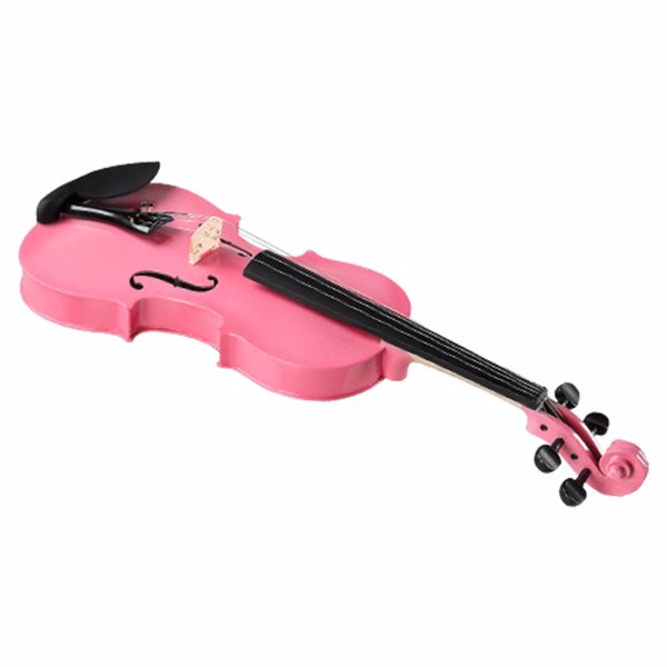imerelez 3/4 Size Acoustic Violin Starter Set, Pink Basswood Body with Maple Top, Bow, Case & Rosin for Beginner