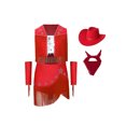 thumbnail image 4 of Aiihoo Kids Cowboy Cowgirl Girls Jazz Latin Dance Outfit Sleeveless Sequin Rhinestone Tassel Tops with Fringed Skirt Gloves Hat Red 12, 4 of 5