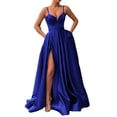 thumbnail image 2 of Vestido de novia de satén para primavera, para novia, para boda, de tubo, adelgazante, sencillo, largo hasta el suelo, para banquete, 2 of 2