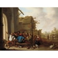 thumbnail image 3 of Cornelis Saftleven 24x19 Black Modern Framed Museum Art Print Titled - Figures Before a Village Inn (1642), 3 of 5