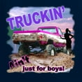 thumbnail image 2 of Wild Bobby, Truckin Ain't Just For Boys, Cars and Trucks, Women Standard V-Neck Tee, Navy, X-Large, 2 of 4