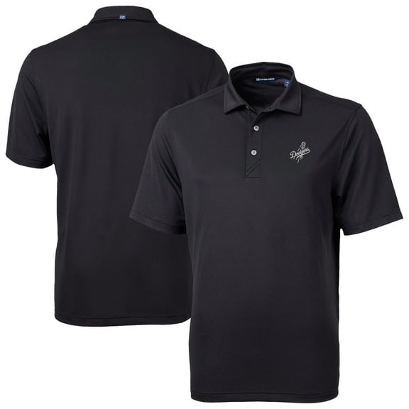 Men's Cutter & Buck Black Los Angeles Dodgers Virtue Eco Pique Recycled Polo