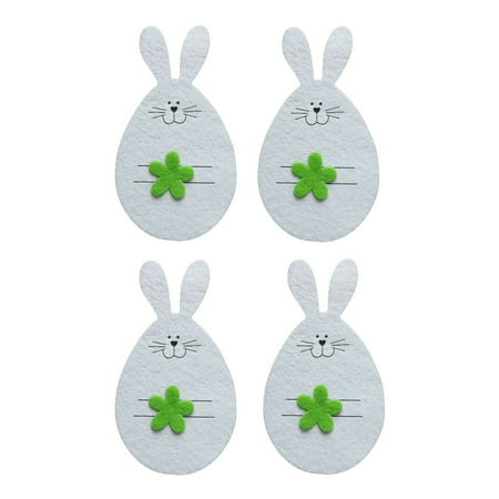

Yinmgmhj Easter Bunny Head Sticky Flower Knife And Fork Bag Rabbit Head Cutlery Set 4 Sets Three Colors Tableware