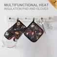 thumbnail image 4 of Yayeee Oven Mitts and Pot Holder Set of 2 Heat Resistant Kitchen Gloves Baking Hot Pad, Black Floral Pattern, 4 of 5