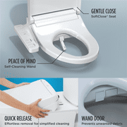 TOTO® WASHLET® KC2 Electronic Bidet Toilet Seat with Heated Seat and SoftClose Lid, Elongated, Cotton White - SW3024#01