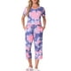 thumbnail image 1 of CONJUNTO DE PIJAMA PARA MUJERES INSPIRE CHIC PANTALONES CAPRI DE MANGA CORTA CON TIE DYE Y BOLSILLOS XL PÚRPURA, 1 of 6