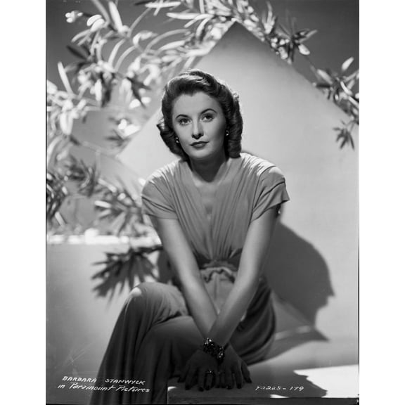 Barbara Stanwyck sitting in Dress Classic Portrait Photo Print (24 x 30)