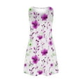 thumbnail image 5 of ZQUUVOU Women's Casual Summer Dress Floral Print Sleeveless Neck Knee Length Skirt Beach Dress Purple, 5 of 9
