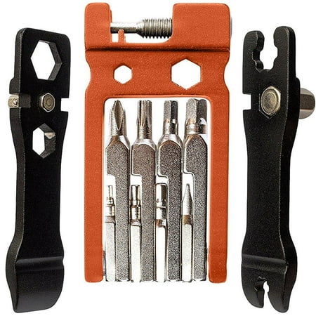 SPECTR Bike Repair Tool Kit Compact, Portable 20-in1 Multi Tool. Hex Keys, Screwdriver (Flat/Cross-Blade) +Many Functions for Road & Mountain Bicycles