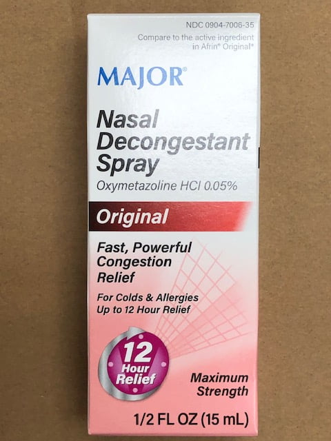 Major Soothing 12 Hour Regular Nasal Decongestant Spray, 0.5 Fl. Oz. 6-Pack