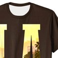 thumbnail image 5 of GUZOM Mens LA T-Shirt Brown, Los Angeles Graphic Tee with Palm Trees Cityscape, Breathable Stretch Short Sleeve Casual Shirt, Regular Fit,Size 2XL, 5 of 5