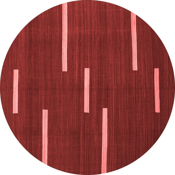 Ahgly Company Indoor Round Abstract Red Contemporary Area Rugs, 7' Round