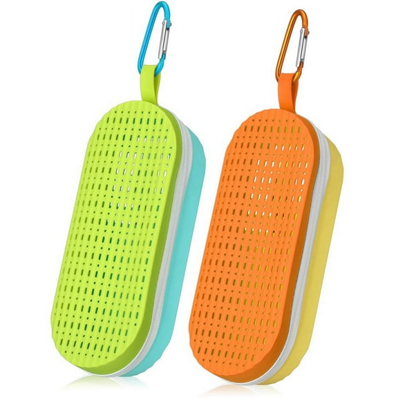 2 Pcs Swim Goggle Case for Swimming Goggles Silicone Protective Cases with Drain Hole Zipper Sunglasses