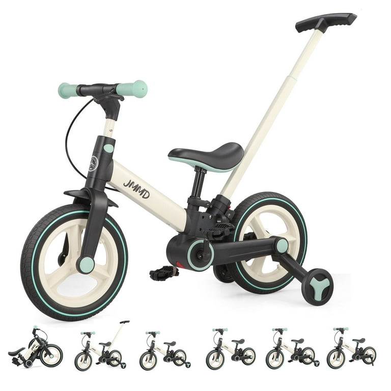 JMMD Toddler Bike with Push Handle, 6-in-1 Foldable Balance Bike