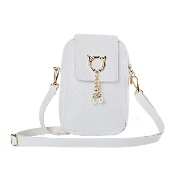 Mini Adjustable Shoulder Strap Ladies Handbag Purse White